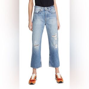 Rag & Bone Maya High Rise Distressed Ankle Straight Jeans In Amar Size 24